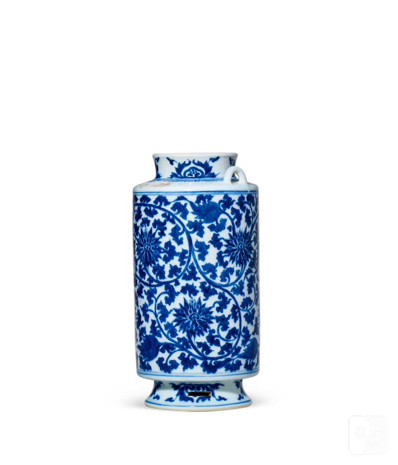 清康熙 青花缠枝莲纹筒瓶 - 图1